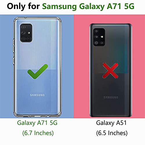 FLYING FLIER for Samsung Galaxy A71 5G Case, 3D Floral Bling Glitter Ring Kickstand Holder, with Square Rivet Shockproof Protective Case Elegant Slim TPU Phone Case for Girls Women (Floral-Pink)