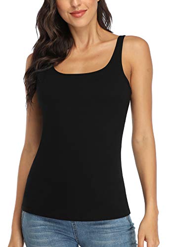 V FOR CITY Women Tank Top with Shelf Bra Adjustable Wide Strap Camisole Cotton Sleeveless Top Homewear M Magenta Purple