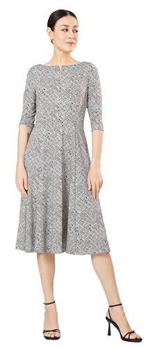 Marycrafts Women's Fit Flare Tea Midi Dress for Office Business Work 18 Dark Blue