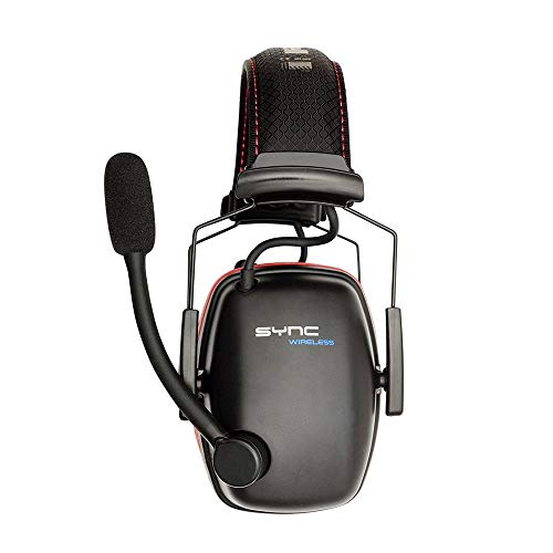 Honeywell Retail Sync Wireless Earmuff with Bluetooth 4.1 (RWS-53016), Black With Red Accents