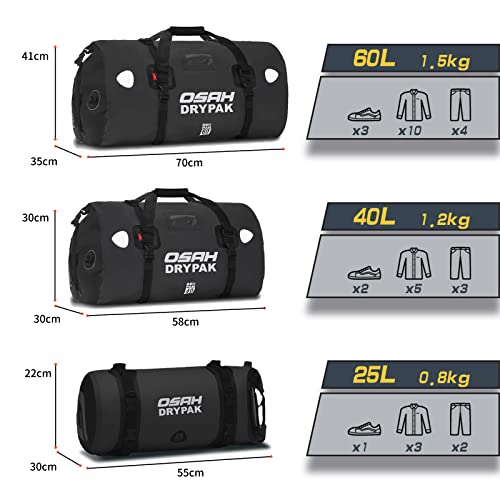 IRON JIA'S Motorcycle Dry Bag - Waterproof Duffle & Luggage Tail Bag Saddle Bags with Roll Top Closure, Shoulder Straps, Inner Pocket and Mesh Pocket (Black, 30L)