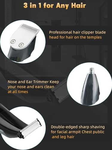 Electric Body Hair Trimmer for Men Women,Waterproof Ball/Groin Trimmer Pubic Body Shaver,100Mins Trimming Time,Wet/Dry Body Groomer with 3 Attachment Blade Heads for Beard Armpit Chest Bikini Leg Trim