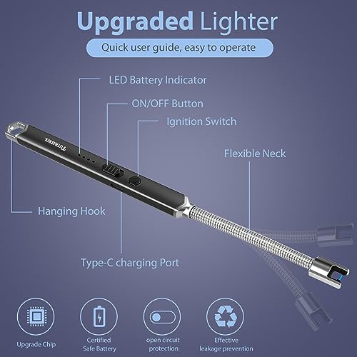 Futratrix Electronic Candle Lighter Arc Windproof Flameless USB Rechargeable Electric Lighter (2 Pack - Rose Gold&Blue/Green Gradient)