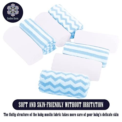 8 Pack Super Soft Baby Burp Cloths, Baby Washcloths, Ultra Absorbent Large Newborn Burping Cloth for Boy and Girl, Milk Spit Up Rags, Unisex for Baby Sensitive Skin, Aquamarine and White,16 × 12 Inch
