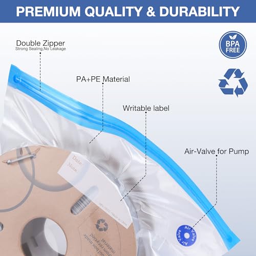 ELEGOO Filament Storage Bags Vacuum Kit, 20 Bags Vacuum Sealed with Hand Pump Dust Proof Humidity Resistant, Perfect for 3D Printer Filament Storage and Keep Filament Dry (13.4x11.8 inch)