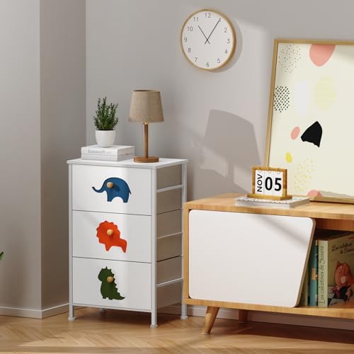 FRAPOW Kids Dresser for Bedroom, Baby Girls Dresser with 8 Fabric Drawers Tall Storage Organizer for Toddler Child with Wood Top Metal Frame for Living Room, Nursery, Closet, Apartment