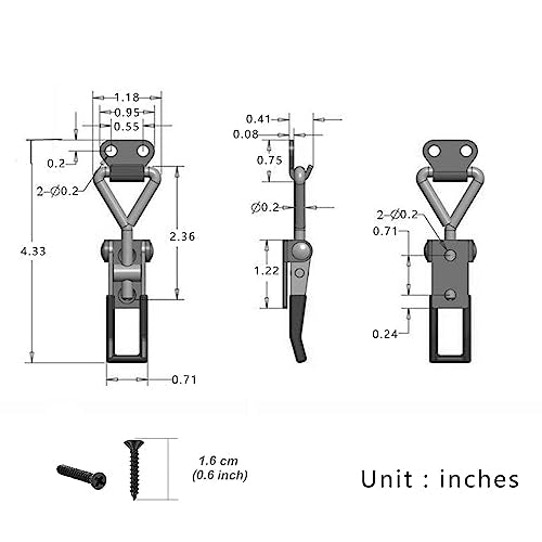E-TING 6Pack Toggle Clamp Latch 100KG 220LBS Holding Capacity 4001Pull Adjustable Quick Release Hasp Clamps Black Metal Toggle Latch Catch Set for Smoker Cabinet Boxes Case Trunk Jig