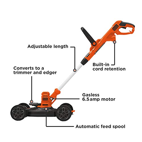 BLACK+DECKER 3-in-1 Corded Lawn Mower, String Trimmer & Edger, 12-Inch (BESTA512CM)