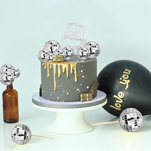 21 PCS Disco Ball Cupcake toppers Happy Birthday Cake Topper 1970s Disco Ball Cake Decorations Disco Theme Cake Picks for Disco Theme Party 70s Theme Party Favor