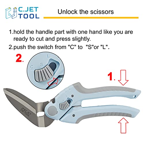 C.JET TOOL 10" Heavy Duty Scissors, Carpet Cutter, Industrial Scissors, Multipurpose, Scissors for Carpet, Cardboard, Leather, Pruning, Gardening, Professional Soft Grip Stainless Steel (Black)