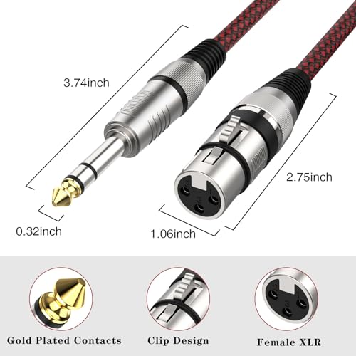 tsrqponmlkjlh XLR Female to 1/4(6.35mm) Male TRS Jack Lead Balanced Signal Interconnect Cable XLR to 1/4 Patch Cable-10feet