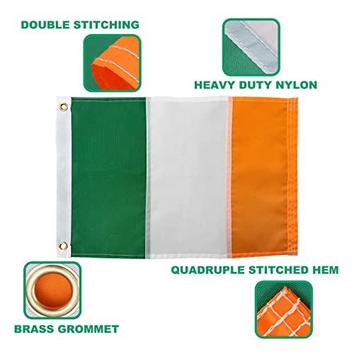 AZCOVER Irish Flag, 12x18 inch Ireland Shamrock Flag Made in USA, Irish Flags 12x18 Outdoor Heavy Duty with 2 Brass Grommets, Irish National Flags Small