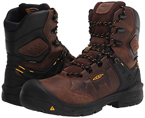 KEEN Utility Men's Dover 8" 600g Leather Waterproof Composite Toe Work Boots, Dark Earth/Black, 10