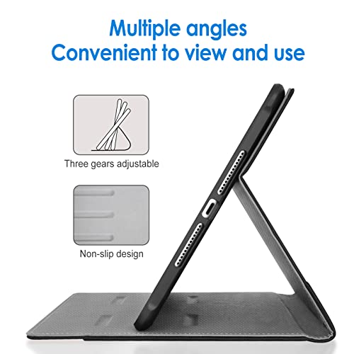 JETech Case for iPad 10.2-Inch, 9th/8th/7th Generation (2021/2020/2019) with Pencil Holder, Multi-Angle Stand Soft TPU Protective Cover Auto Wake/Sleep (Black)
