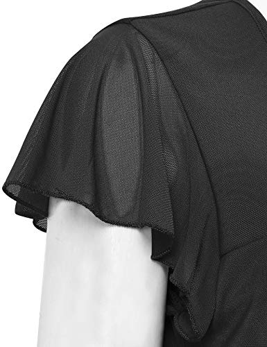 Furnex Women Tunics for Leggings,Ruffle Short Sleeve Blouse Work Summer Flowy Tunic Tops for Women Dressy Casual Floral Tunic Tops for Leggings Loose Fit Pleated Layered Blouses Spring Pink Floral XL