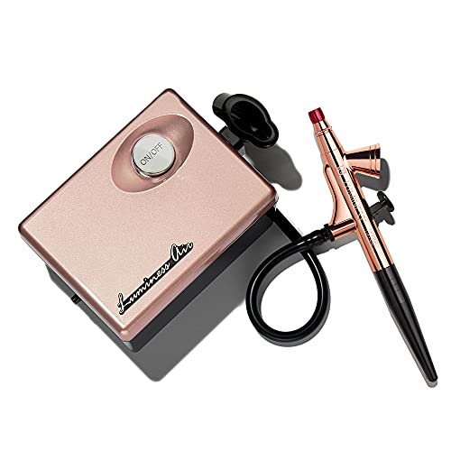 LUMINESS Legend Makeup Airbrush System & 4-Piece Foundation Starter Kit, Shade Deep - Quick, Easy & Long Lasting Application - Includes (2) Silk 4-In-1 Foundation, Highlighter & Blush