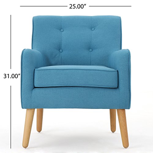 Christopher Knight Home Felicity Mid-Century Fabric Arm Chair, Teal 29.5D x 25W x 30.5H Inch