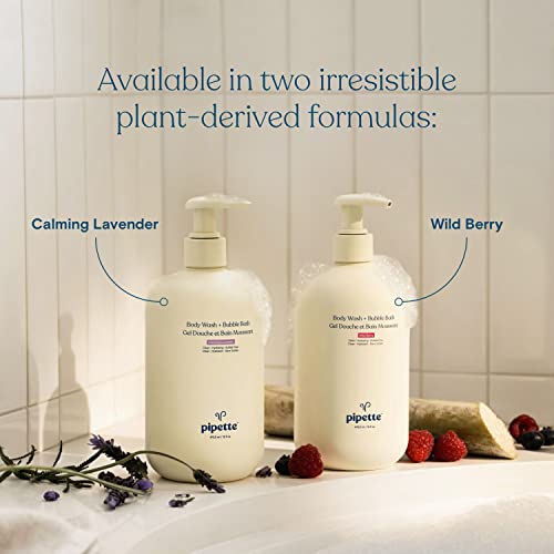 Pipette Bubble Bath + Body Wash - Nourishing and Skin Softening Tear Free Bubbles Fun, Suitable for Sensitive Skin, Calming Lavender Scented, 16 fl oz