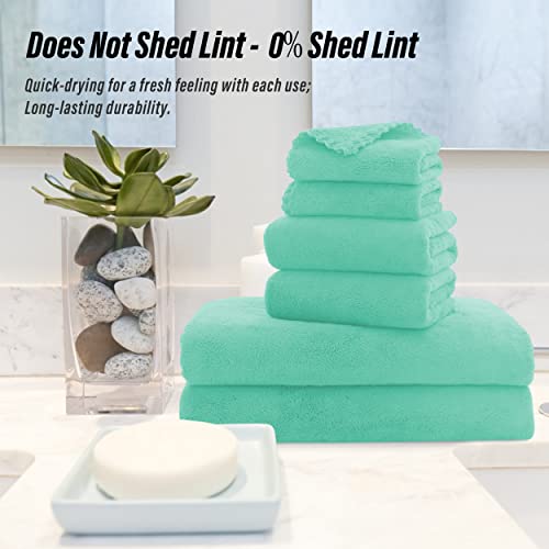 MOONQUEEN Ultra Soft Towel Set-Quick Drying - 2 Bath Towels 2 Hand Towels 2 Washcloths-Microfiber Coral Velvet Highly Absorbent Towel for Bath Fitness,Bathroom,Sports,Yoga, Travel(Purple, 6 Pcs)