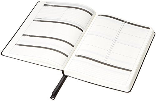 Amazon Basics Daily Planner and Journal, Hard Cover, 5.8" x 8.25", Black