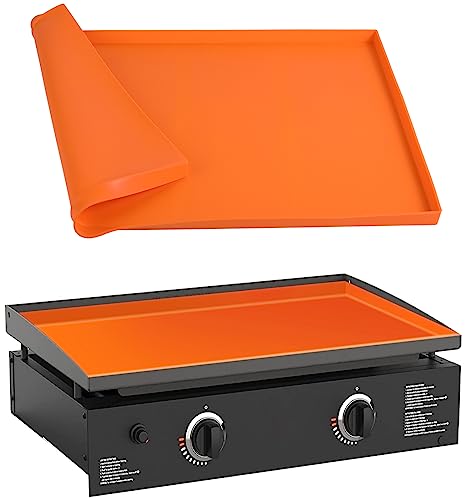 17" Griddle Mat Silicone for Blackstone, Griddle Silicone Protective Mat Cover,Heavy Duty Food Grade Silicone Grill Cover,Protect Your Grill from Rodents,Insects,Debris and Rust(Orange 17inch)