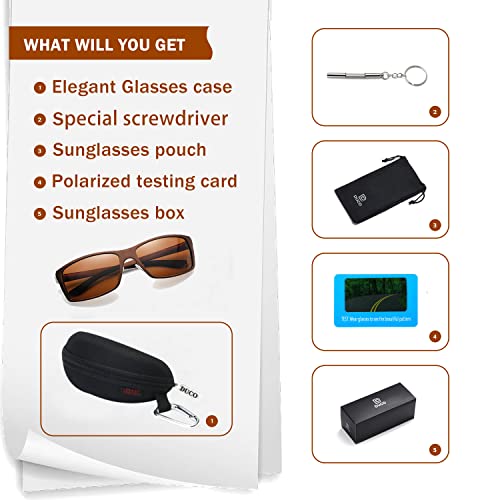 DUCO Polarized Sports Sunglasses for Men Vintage Rectangular Driving Golfing Sun Glasses Mens Fishing Shades UV400 Protection Carbon Fiber DC8202