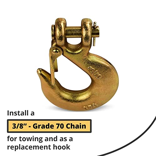 DC Cargo G70 Clevis Slip Hook with Safety Latch (Pack of 10) – 3/8 Inch Grade 70 Clevis Hooks – Heavy Duty for Trailer Truck Transport - 6,600 Lbs