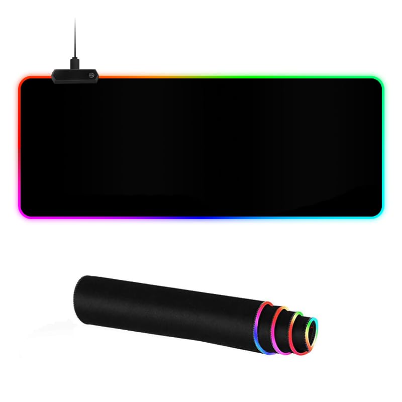 ZHLHPER RGB Gaming Mouse Pad,Large Mouse Pad,13 Colors Led Light RGB PC Gaming Desk Mat, Non-Slip Rubber Based with Waterproof Coating Big Mouse Pad 31.5X11.8 in