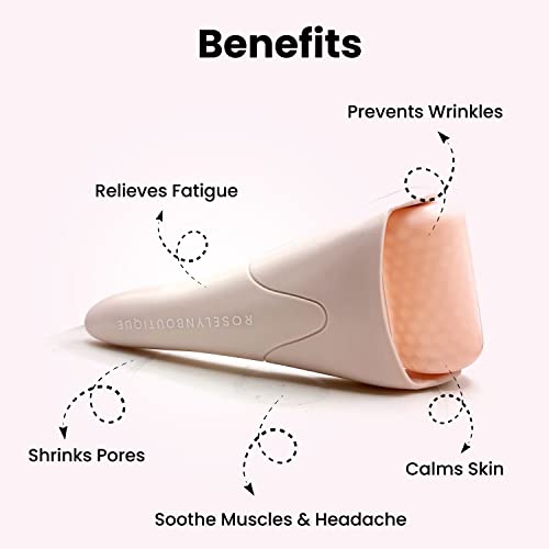 ROSELYNBOUTIQUE Ice Roller for Face Wrinkles Fine Lines Puffiness Stick Massager Facial Skin Care Tools Self Care Gifts for Men Women (Pink & Guasha)