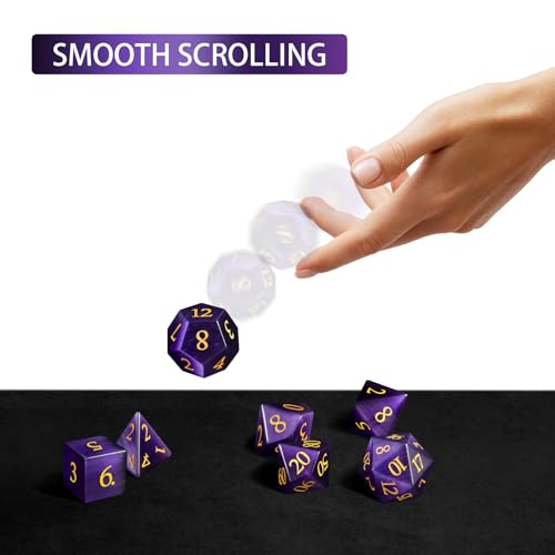 LUCKY-M Cat Eye DND Dice Sets, Gemstone Dice for Dungeons and Dragons, Stone Dice D&D Accessories RPG Dice MTG Women Gift (CE-Purple Red)