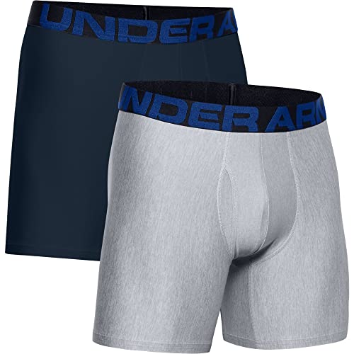 Under Armour mens Tech 6-inch Boxerjock 2-Pack , Academy Blue (408)/Mod Gray Light Heather , X-Large