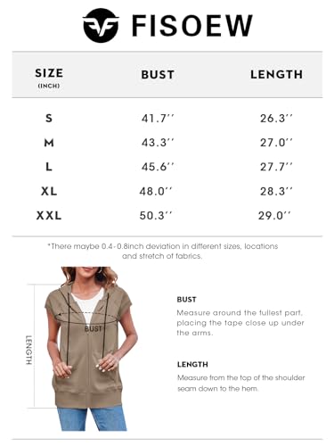 Fisoew Women's Sleeveless Zip Up Hoodies Casual Loose Fit Drawstring Sweatshirts Lightweight Jackets Vest with Pockets Black