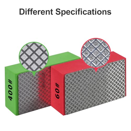 EGOFIX 2pcs Diamond Hand Polishing Pads Foam Backing Sanding Blocks, Diamond Polishing Pads for Ceramic Tile Glass Wood Marble Grinding, Diamond Sanding Pads 60#,400#