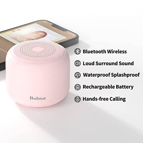 Bobtot Portable Bluetooth Speakers with Strap Easy to Carry, Wireless IPX5 Waterproof Mini Speaker with Loud Stereo Sound,15 Hours Playtime, Rechargeable Battery, Built-in Microphone, Black