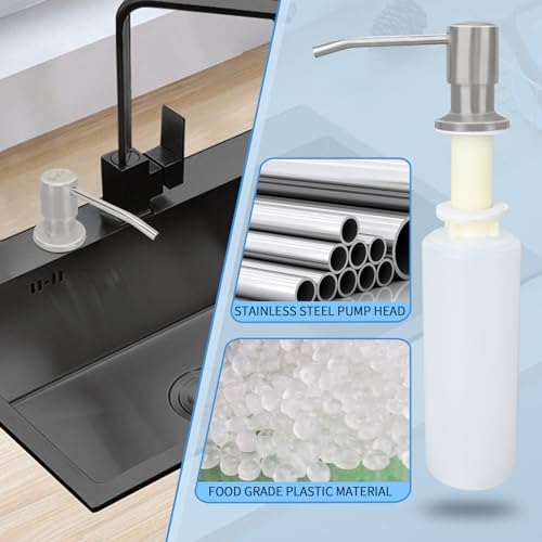 Tesrin Dish Soap Dispenser for Kitchen Sink Built in Soap Dispenser Pump with 47" Extension Tube Kit Matte Black