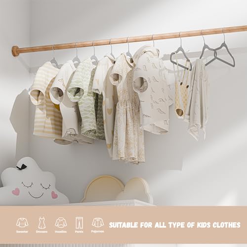 VILICK Baby Hangers for Closet, Kids Velvet Hangers 20 Pack, Non-Slip Toddler Felt Hangers for Infant Baby Clothes, Pants, Shirts & Dresses, Space Saving Small Children Hangers (20 Packs, Grey)