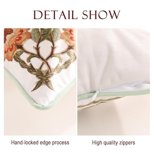 patdrea Designer Pack of 4 Idyllic Throw Pillow Covers 18x18 Inch,Green Vine Velvet with Dreamy Floral Collection Pattern,Decorative Square Pillowcases Cushion for Bed Living Room Outdoor Car
