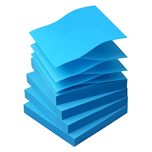 Sticky Notes 3x3 Pop Up Self-Stick Notes Pads with Bright Colors, Easy to Post for Office, School, Home, 4 Pads/Pack, 90 Sheets/Pad (Blue)