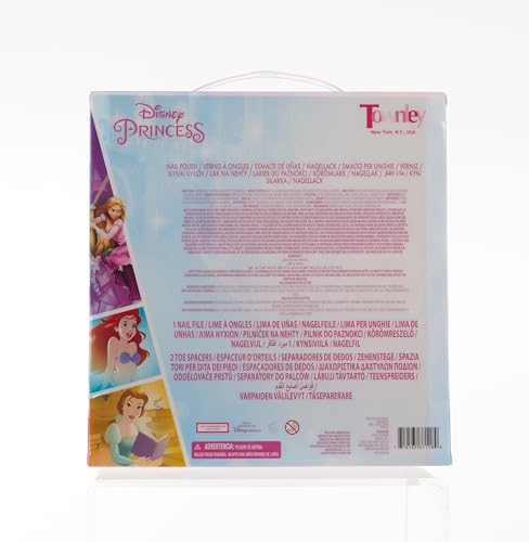 Disney Princess 15 Piece Water-Based Nail Polish with 3 Toe Spacers, Quick Dry, Peel Off, Gift Kit Set for Kids Girls, Ages 3 by Townley Girl