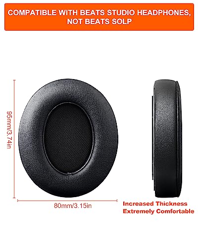 F FEYCH Beats Studio Replacement Earpads for Beats Studio 3 &Beats Studio 2 (B0500/ B0501) 2 Pieces Noise Isolation Comfortable Memory Foam Ear Cushions (Black)