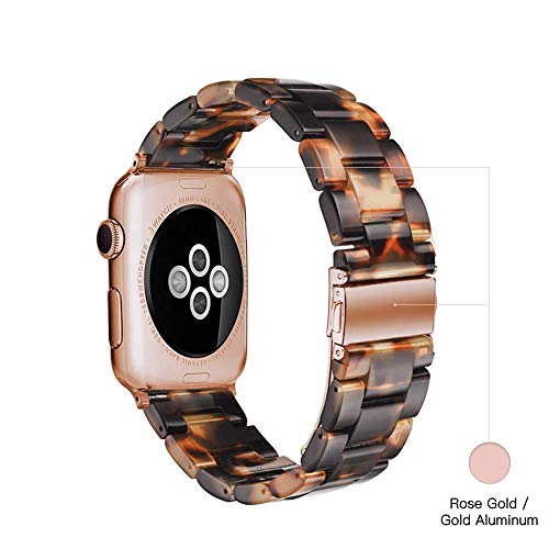 Light Apple Watch Band -Fashion Resin Apple Watch Series 9 8 Band Starlight Stainless Steel Buckle Apple Watch Bands Compatible with Apple Watch Series 9 8 7 SE 6 5 4 3 2(Pearl White, 38mm/40mm/41mm)