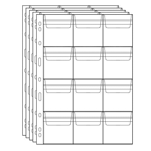 Uncle Paul Coin Collecting Pages 5 Sheets 12 Pockets Standard 9Hole Coin Pocket Inserts Collecting Sleeves for Coins CS03512