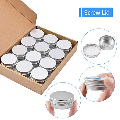 Aluminum Tin Cans, 24PCS 1/2 Oz Metal Round Containers Screw Lid Empty Small Storage Travel Tin Jars for Candles, Salve, Cosmetics, Spice