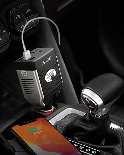 BESTEK 150W Power Inverter 12V to 110V Voltage Converter Car Charger Power Adapter with 2 USB Charging Ports (3.1A Shared) (150W)