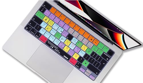 XSKN Silicone Keyboard Cover Skin for MacBook Pro/Air with Touch ID 14.2" 16.2" 13.6" 15.3" Model No: A2442 A2779 A2918 A2992 A2485 A2780 A2681 A2941 (US Layout, Logic Pro Shortcuts)