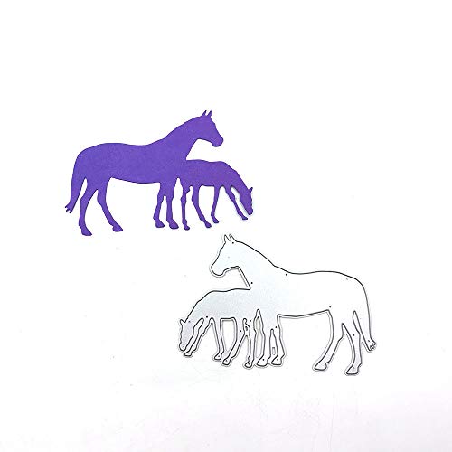 Metal Four Horses Eat Grass Cutting Dies,4PCS Horses Die Cuts Embossing Stencils Template Mould for Card Scrapbooking and DIY Craft