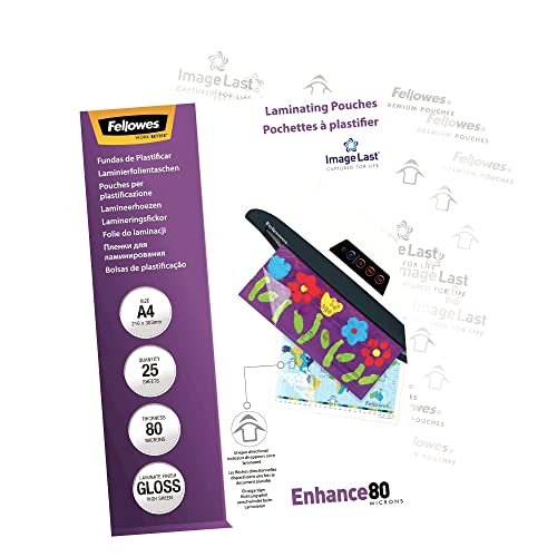 Fellowes ImageLast A4 80 Micron Laminating Pouch - (Pack of 25), Transparent