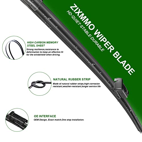 ZIXMMO 26"+16" windshield wiper blades with 10" Rear Wiper Blades Set Replacement for Nissan Leaf 2011-2017 -Original Factory Quality,Easy DIY Install (Set of 3)