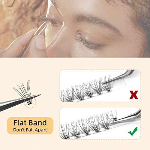 QUEWEL Cluster Lashes 72 Pcs Wide Stem Individual Lashes C/D Curl 8-16mm Length DIY Eyelash Extension False Eyelashes Natural&Mega Styles Soft for Personal Makeup Use at Home (Natural-D-18)