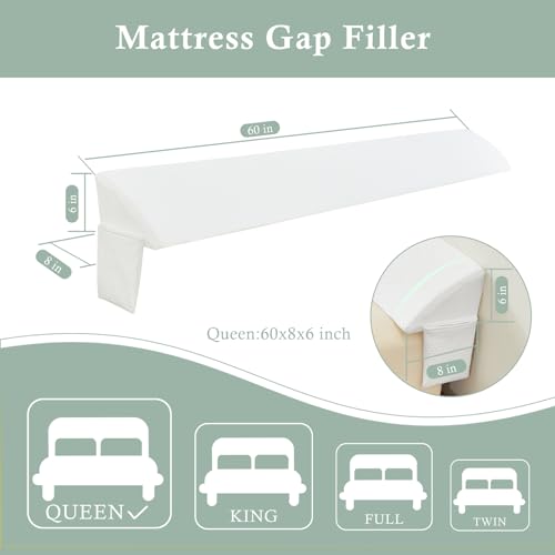 Voctriam Bed Wedge Gap Filler Twin (39"x 8"x 6") Wedge Pillow for Headboard Gap 0-8" Mattress Gap Filler Pillow to Fill The Gap Between Mattress and Wall with 2 Side Large Pockets